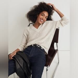 Madewell Antique Cream Rib Alpaca-Blend Oversized Sweater NO071 Size XL